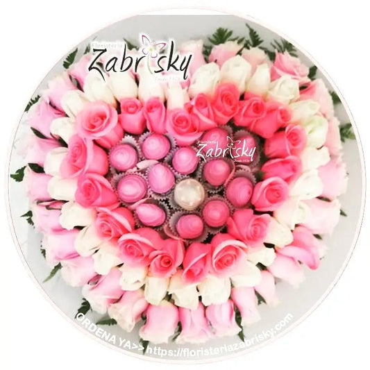Corazón rosas y fresas - Floristería Zabrisky