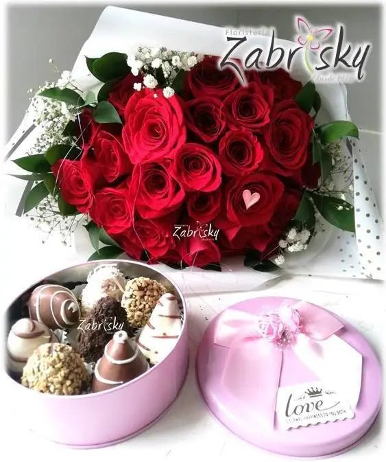 Rosas rojas y fresas Floristería en Pereira - Floristería Zabrisky