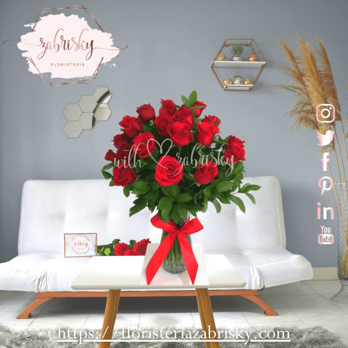 Amor - Florero 24 Rosas Rojas - Floristería Zabrisky