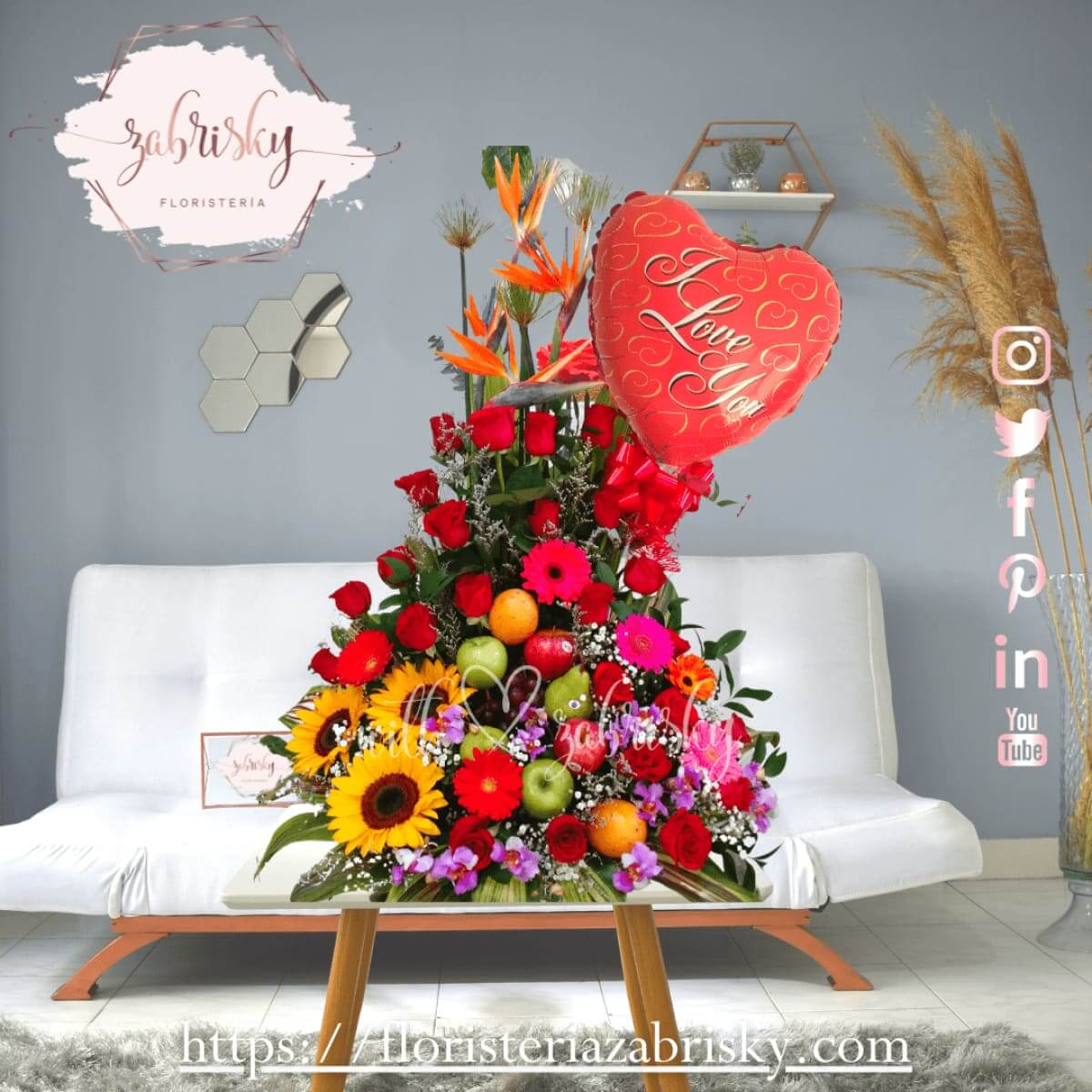 Amore - Rosas Rojas, Gerberas, Girasoles -Frutas - Floristería Zabrisky