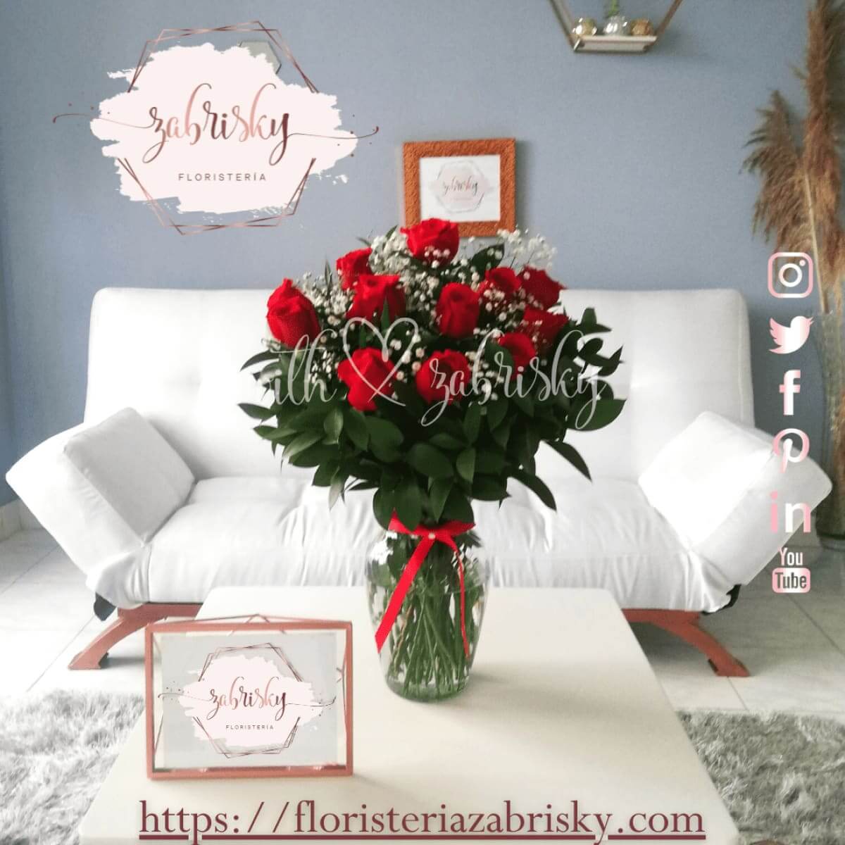 Ángel - Florero 12 Rosas Rojas - Floristería Zabrisky
