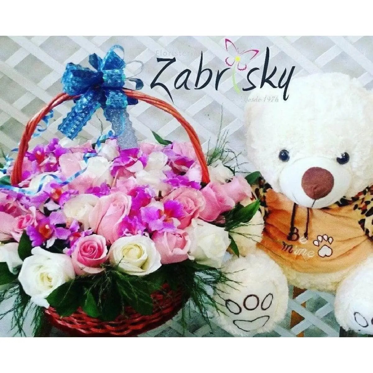 Canasta Flores y Peluche - Floristería Zabrisky