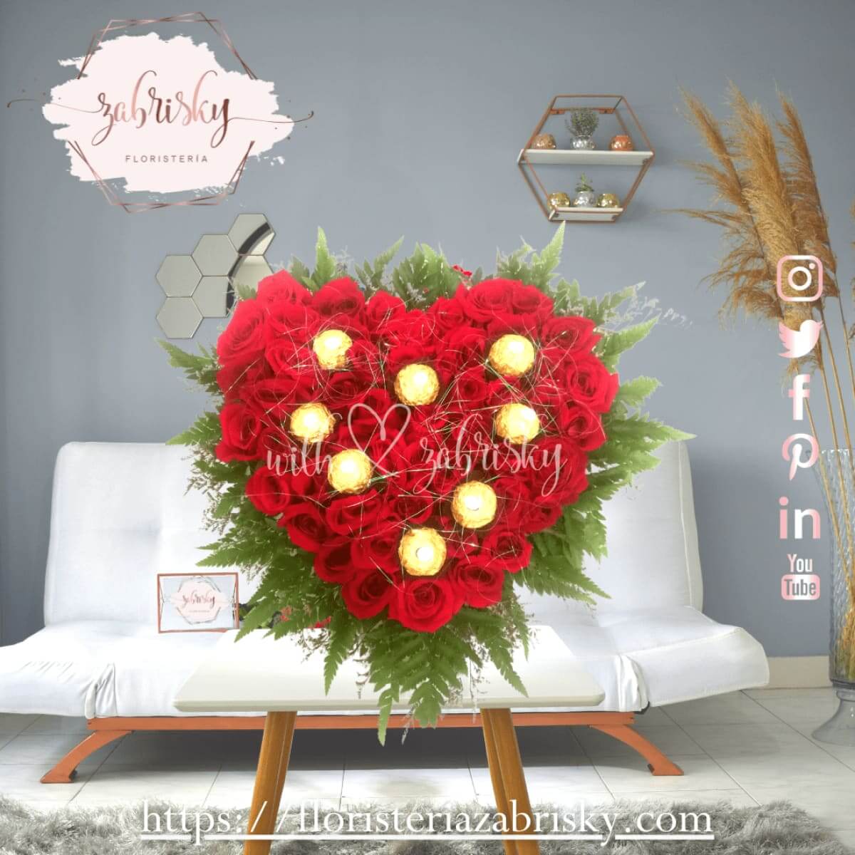 Corazón Rosas y Chocolates - Floristería Zabrisky
