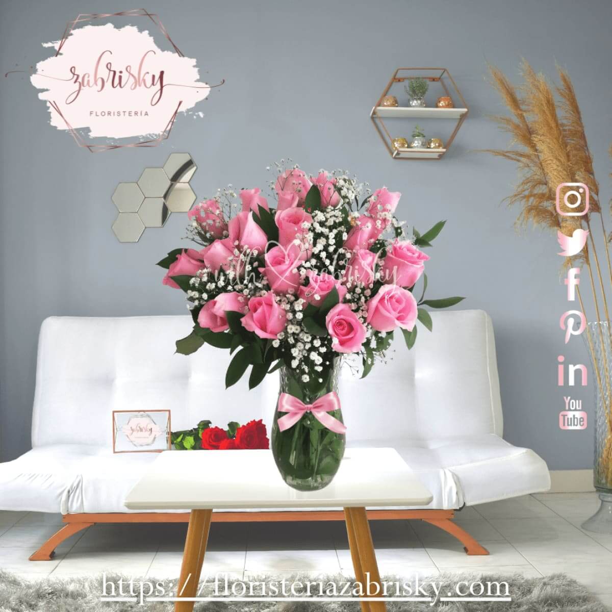 Dana - Florero rosas rosadas - Floristería Zabrisky