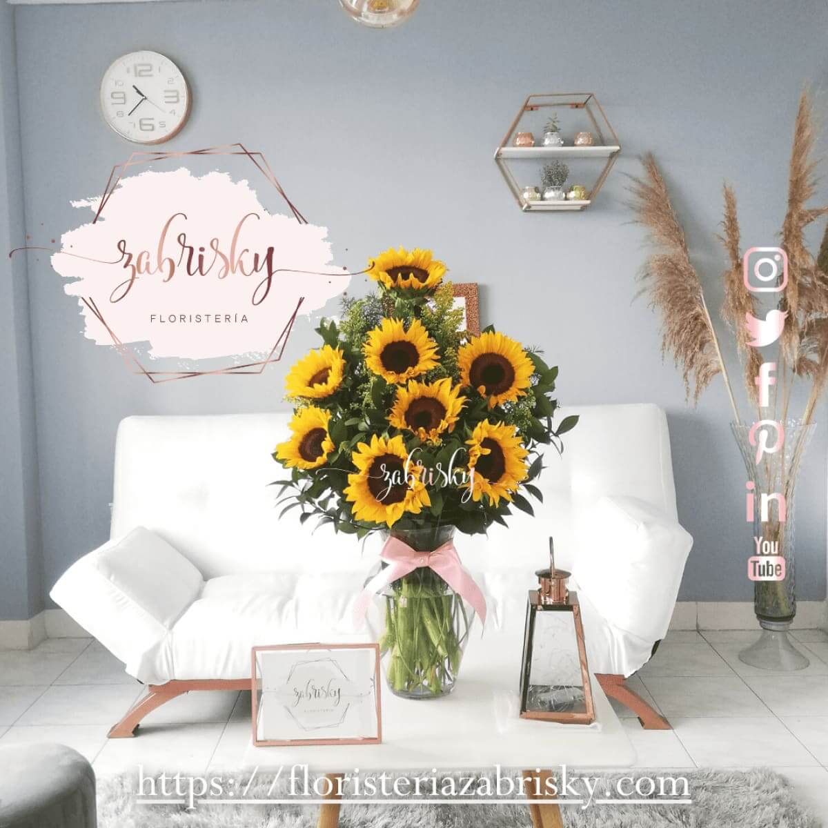 Estefa - Florero - Girasoles - Floristería Zabrisky