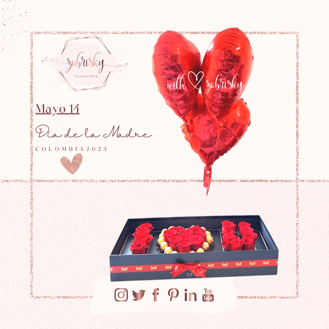 I LOVE YOU - Caja - Rosas Rojas - Floristería Zabrisky