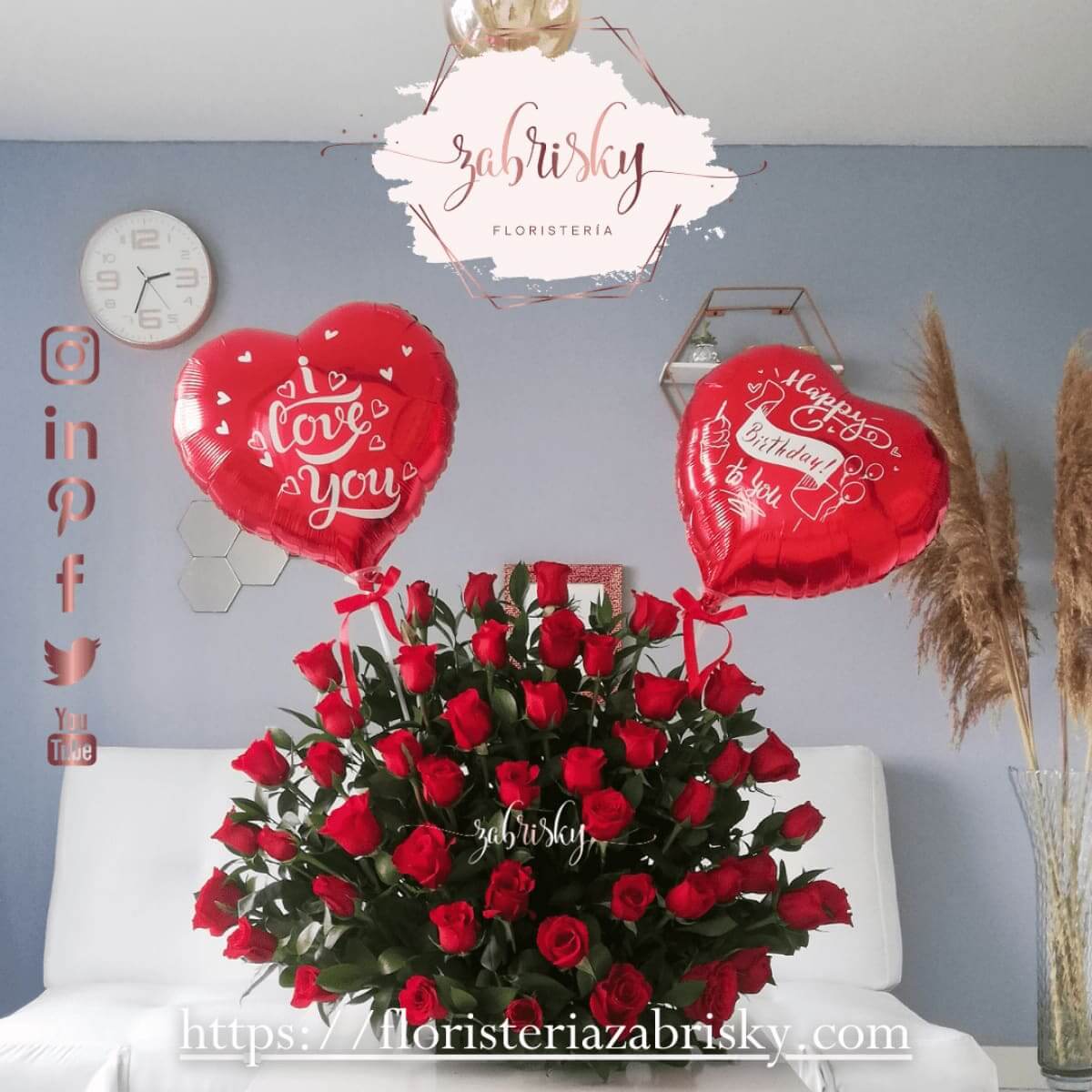 Lovely - 50 Rosas Rojas y Globos - Floristería Zabrisky