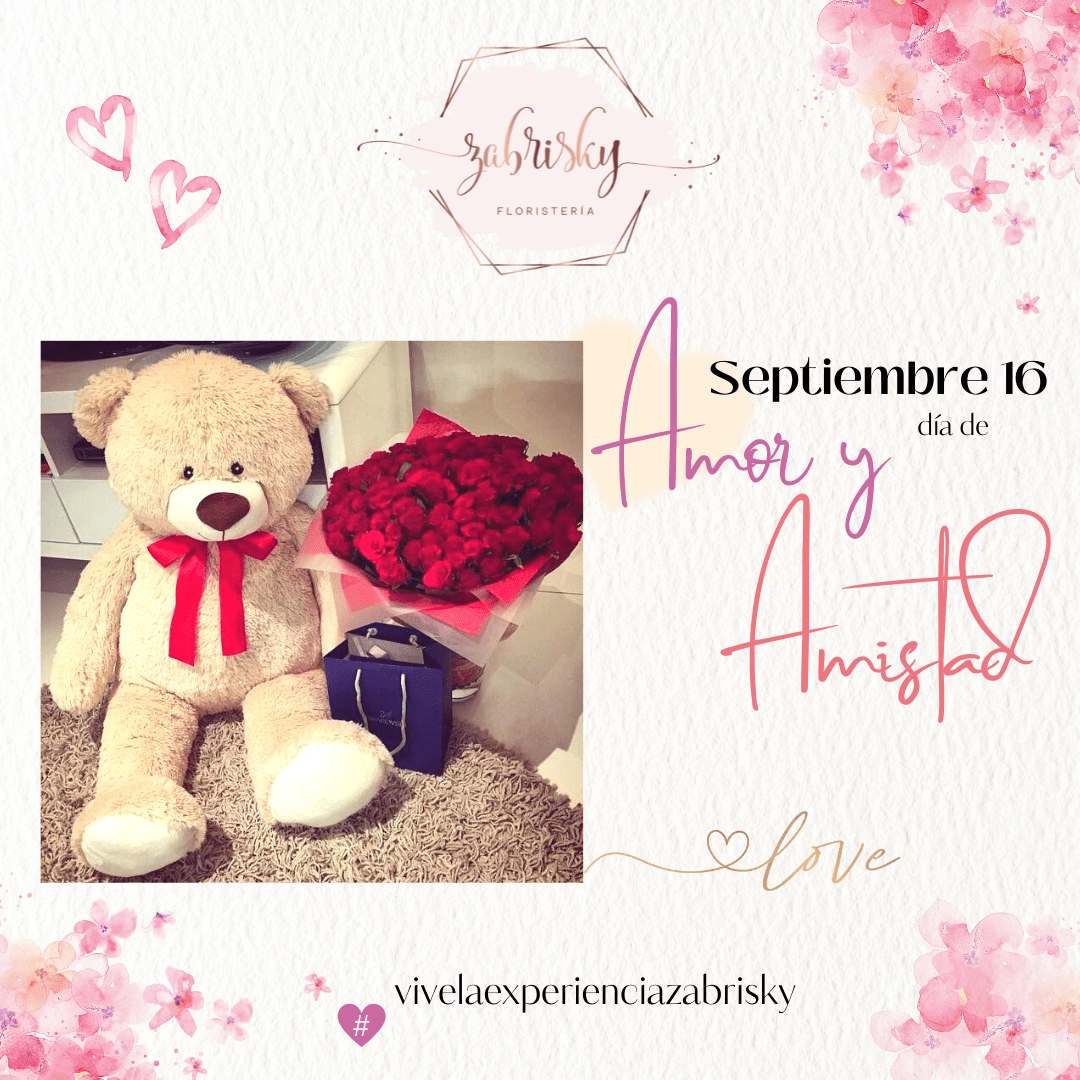 Romeo - Peluche y Rosas Rojas - Floristería Zabrisky