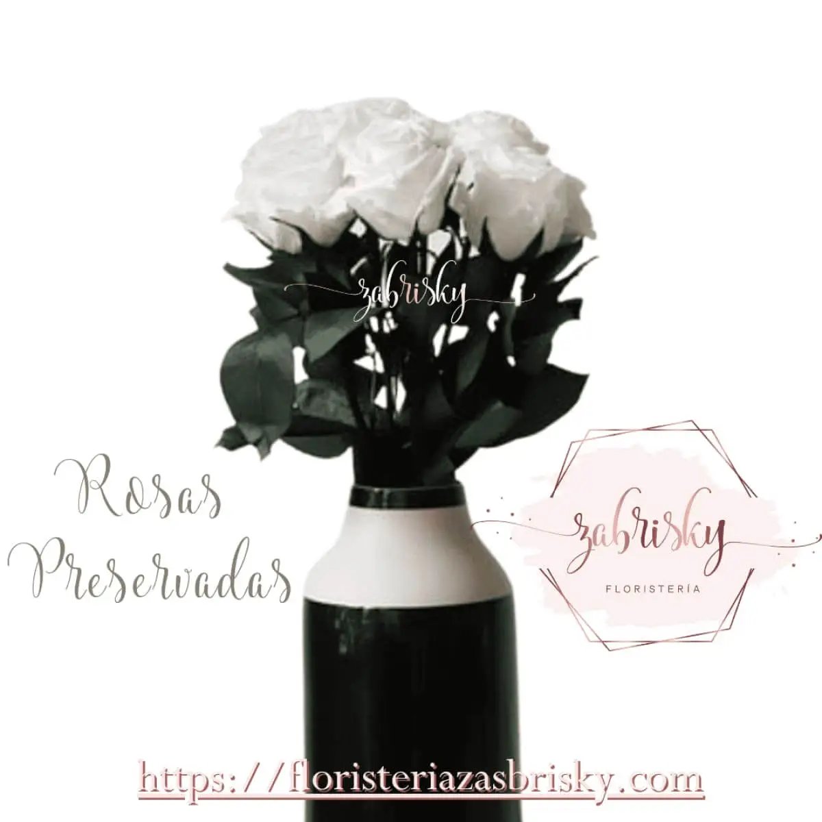 Rosas Preservadas en Florero x 6 - Floristería Zabrisky