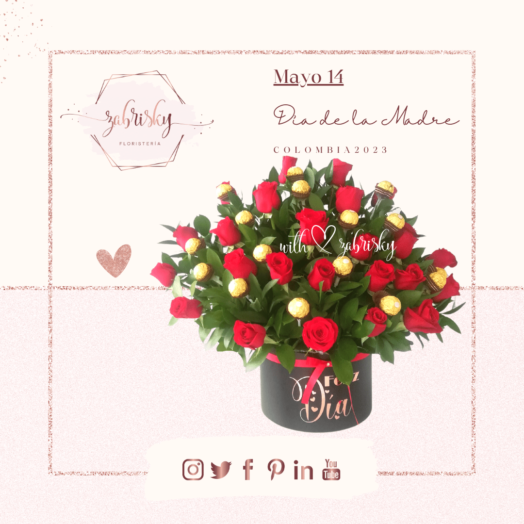 Rubí - Caja - Rosas rojas y Ferrero - Floristería Zabrisky