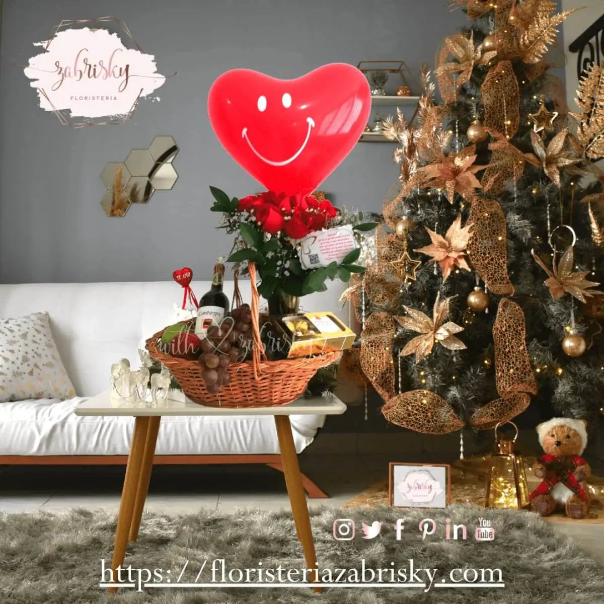 Sweet Love - Rosas, Frutas y Vino - Floristería Zabrisky