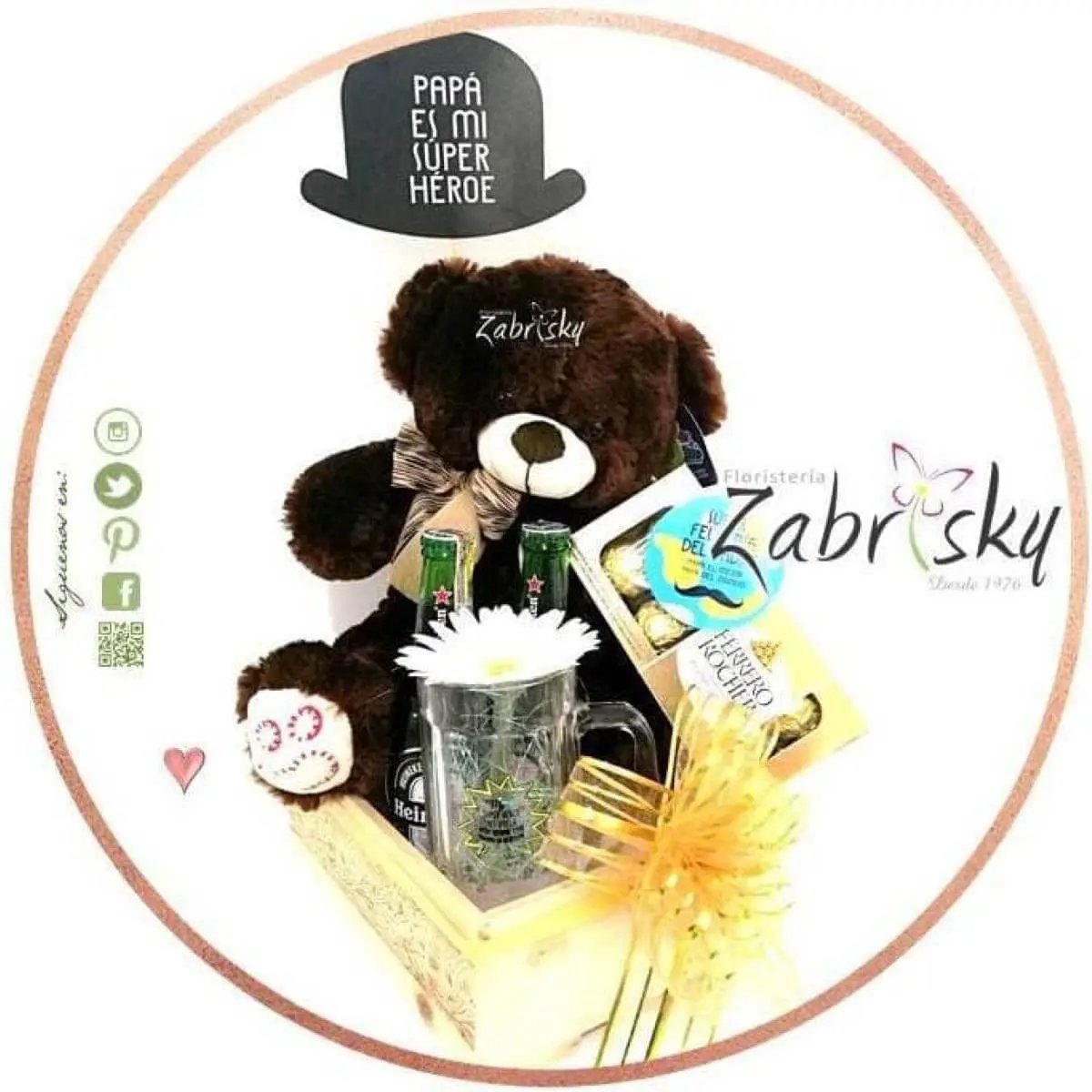 Te Quiero Papá - Rosas - Oso Peluche y Cerveza - Floristería Zabrisky