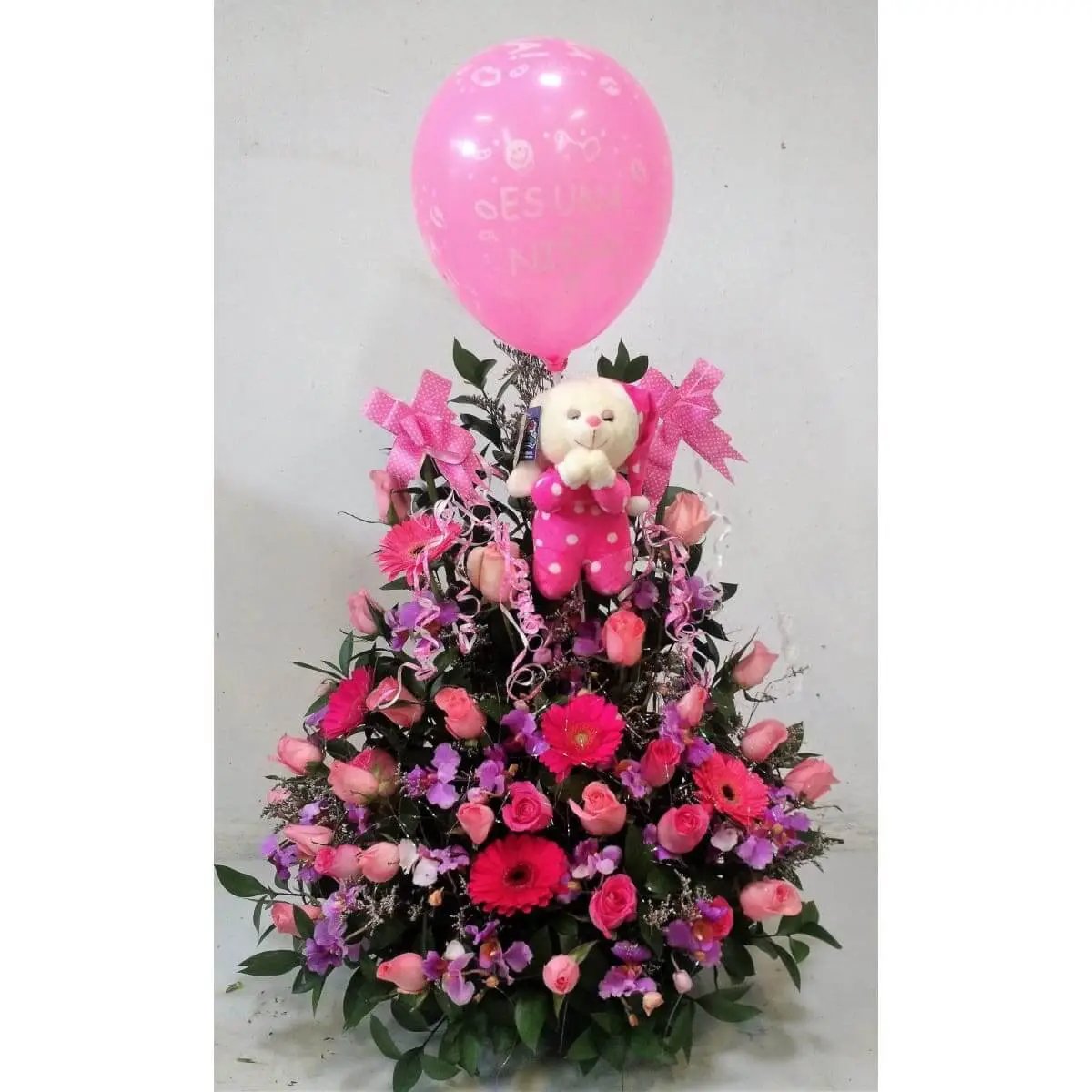 Ternura - Rosas y Gerberas Rosadas - Peluche - Floristería Zabrisky