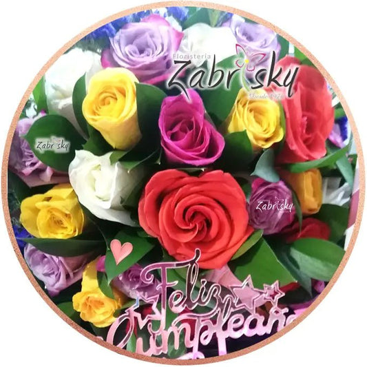 Colorful Roses - Happy Birthday - Floristería Zabrisky