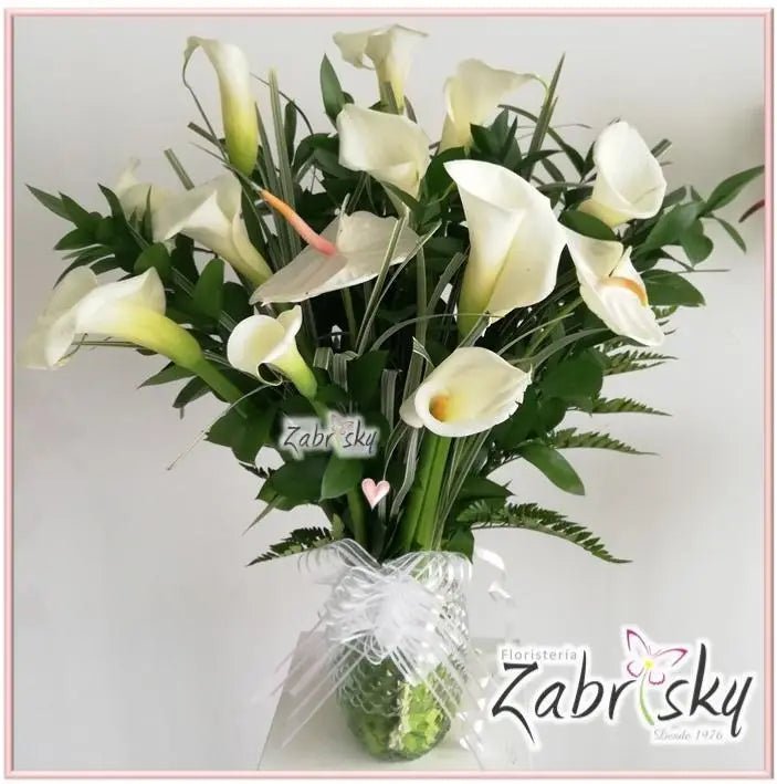 Florero Flores Blancas - Floristería Zabrisky