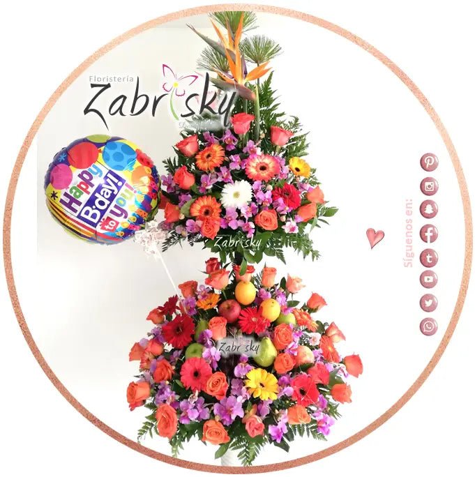 Flores y frutas cumpleaños - Floristería Zabrisky