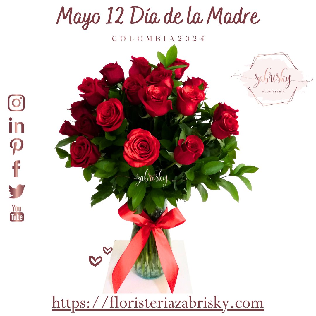 Amor - Florero 24 Rosas Rojas - DÍA DE LA MADRE