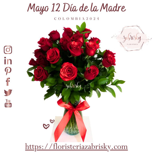 Ángel - Florero 12 Rosas Rojas - DÍA DE LA MADRE