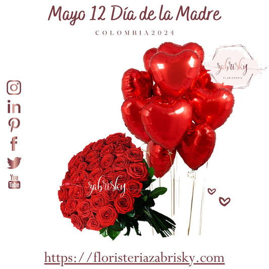 Love & Roses - Rosas Rojas y globos - DÍA DE LA MADRE