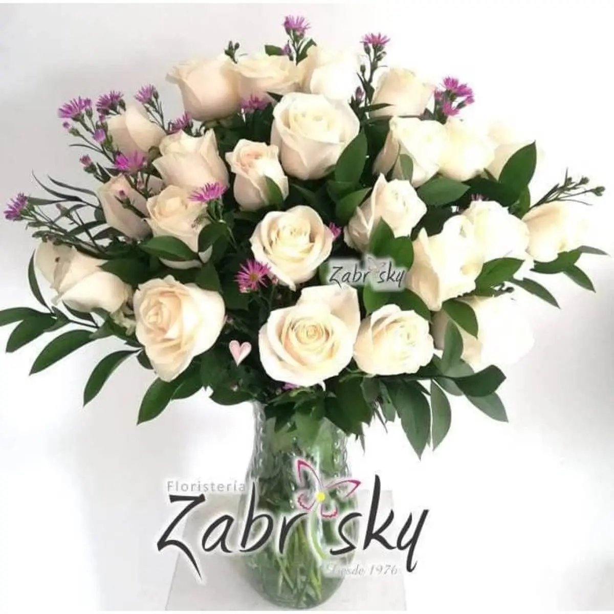 Amber - Florero - Rosas Blancas - Floristería Zabrisky
