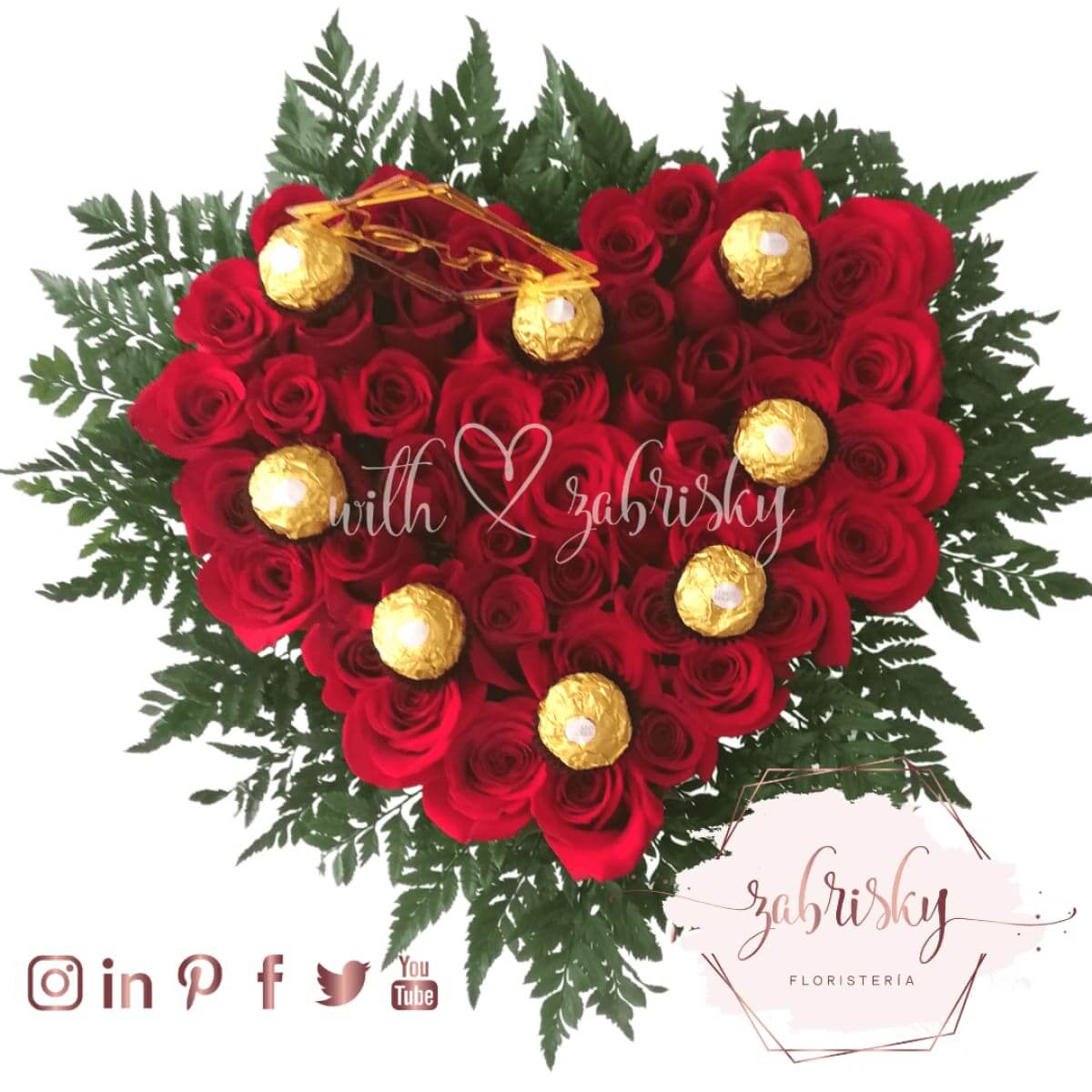 Corazón Rosas y Chocolates - Floristería Zabrisky