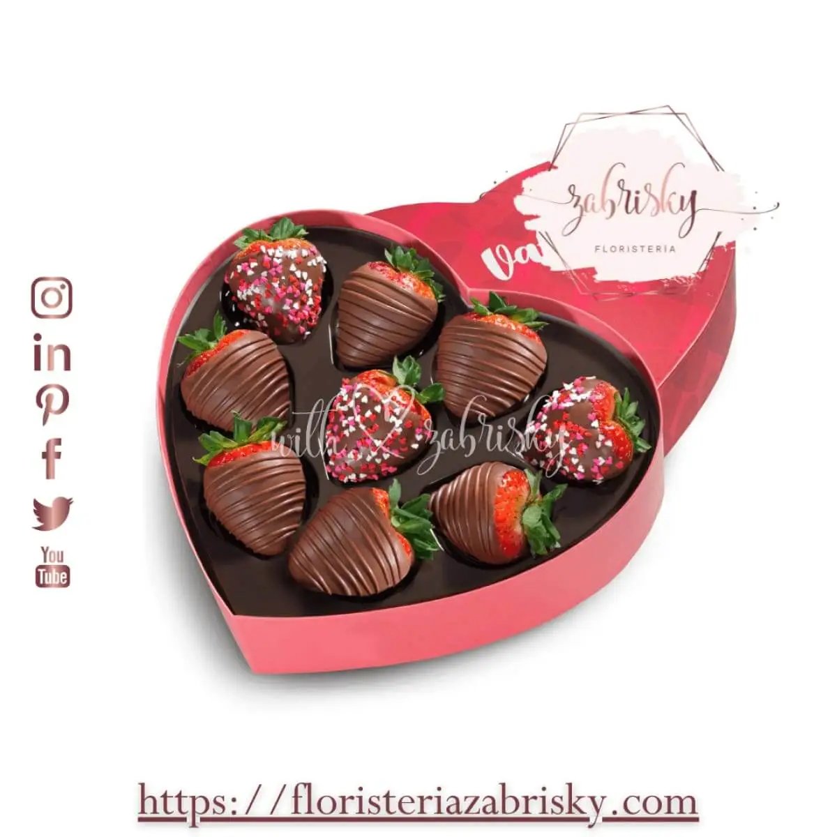Fresas con chocolate en corazón - Floristería Zabrisky