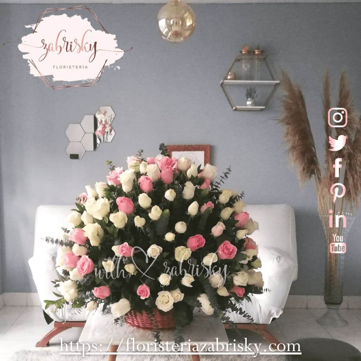 Happiness - 150 Rosas rosadas y blancas - Floristería Zabrisky