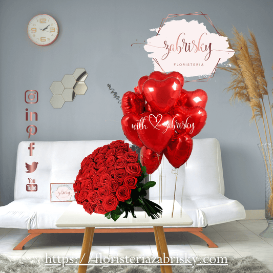 Love & Roses - Rosas Rojas y globos - Floristería Zabrisky