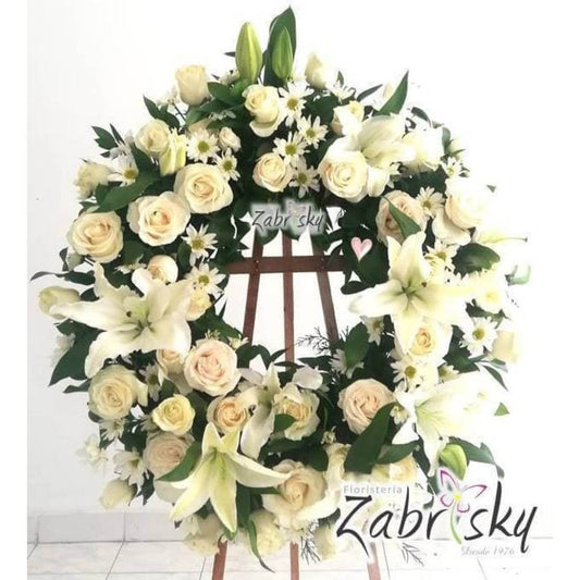Ofrenda - Condolencias Rosas Blancas - Floristería Zabrisky