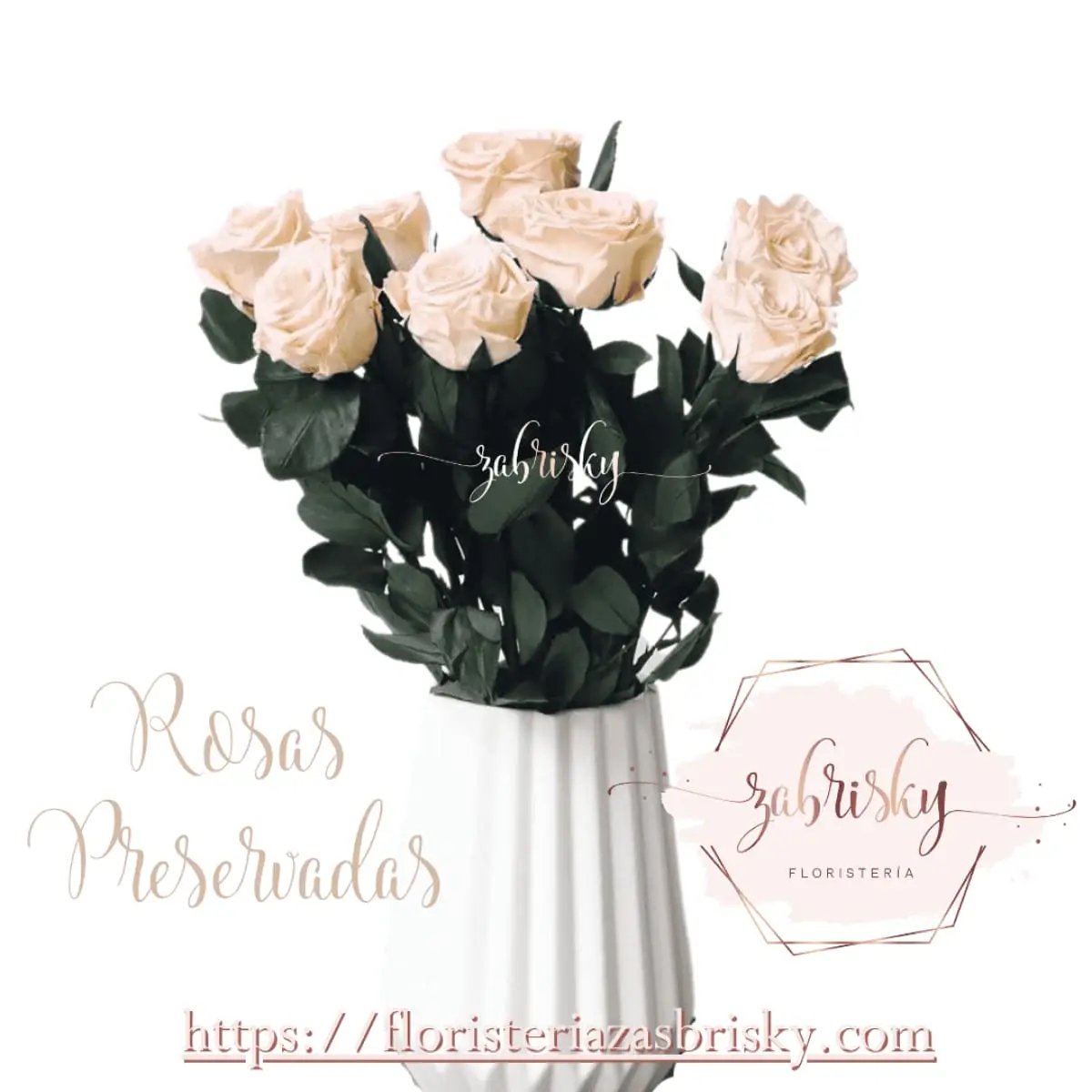 Rosas Preservadas en Florero x 6 - Floristería Zabrisky