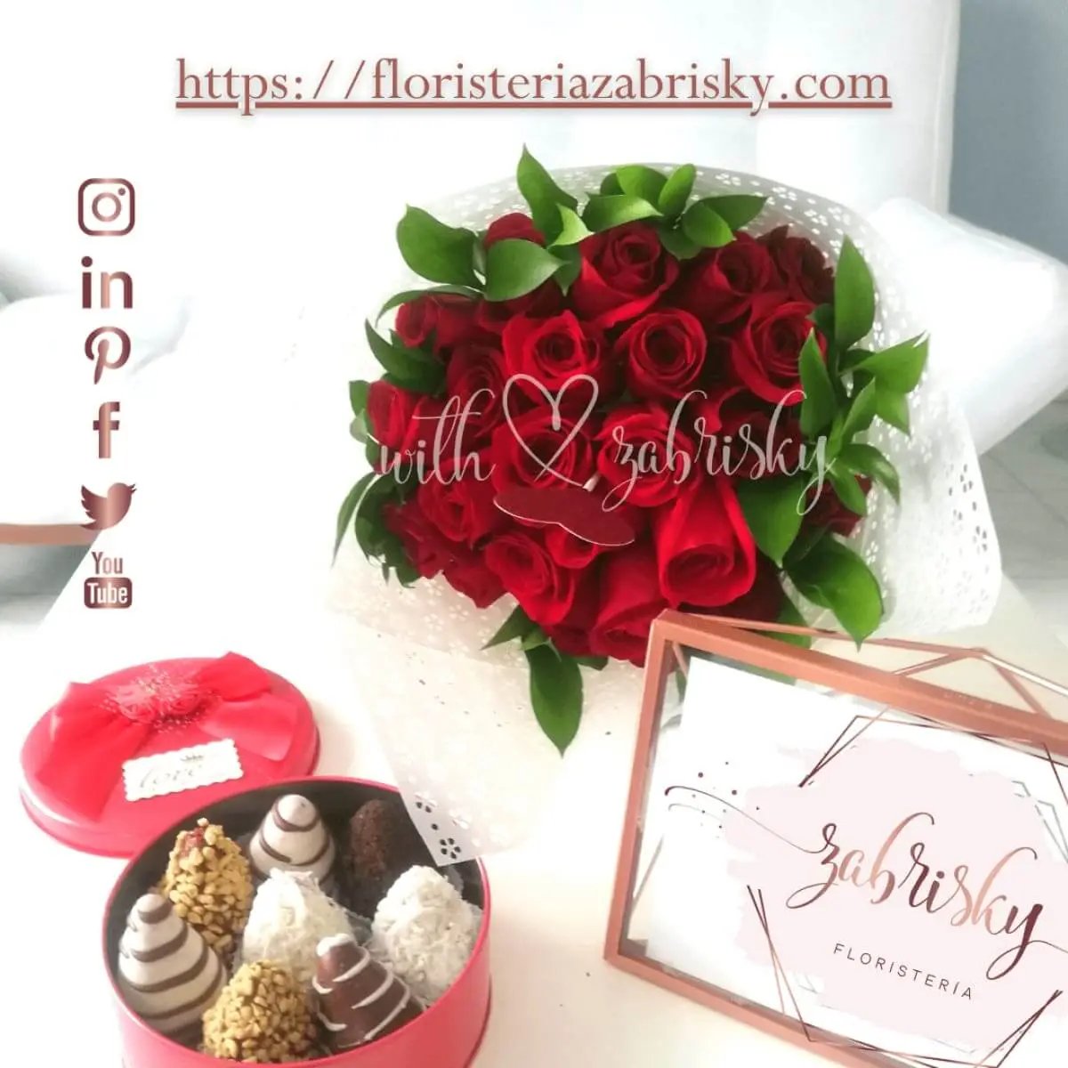 Rosas rojas y fresas con chocolate - Floristería Zabrisky