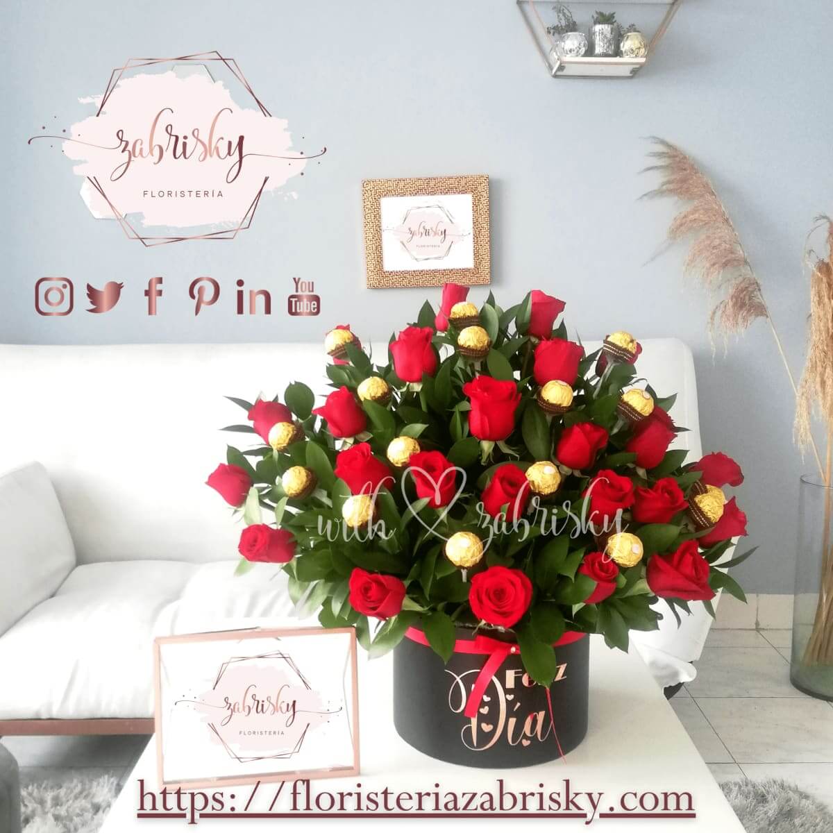 Rubí - Caja - Rosas rojas y Ferrero - Floristería Zabrisky